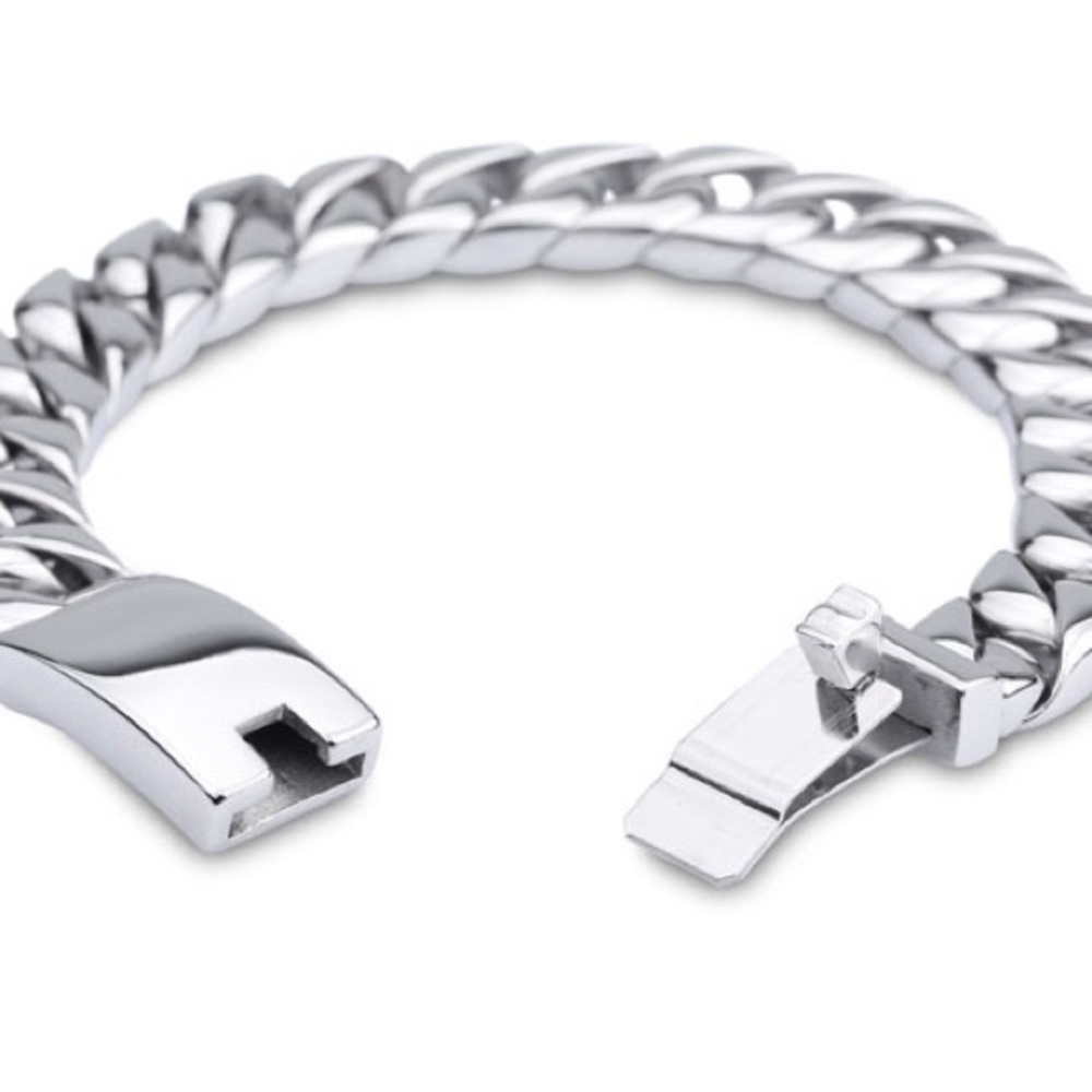 Silver 316 Stainless Steel Cuban Bracelet